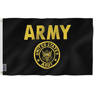 Black Army Flag with Yellow in "ARMY" with yellow logo beneath.