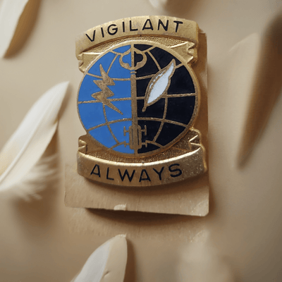 Surplus and More hat pin "Vigilant Always" pin