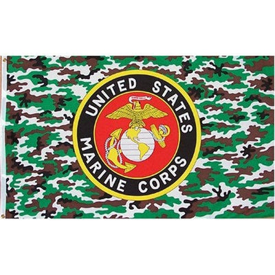 Marine Camo 3X5 FlagMarine Camo 3X5 super-polyester flag with brass grommets. Has 4 rows of sewing on flag side.Marine Camo 3X5 Flag