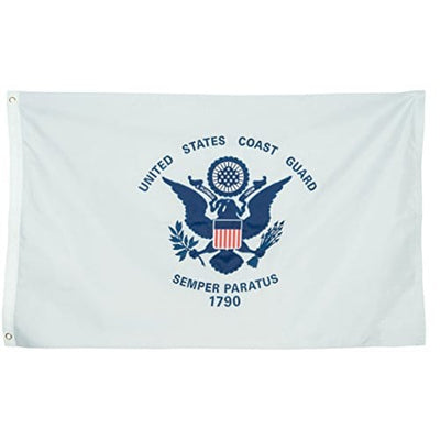 Coast Guard FlagCoast Guard 3X5 single sided Poly Flag Coast Guard 3X5 Double sided Poly Flag Canvas Header Brass Grommets with 4 rows of sewing on Fly Side. Great for hanging in yoCoast Guard Flag