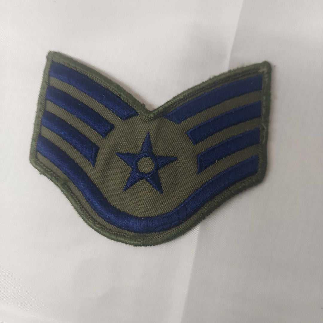 Pair Of WW2 US Army Master Sergeant Rank Patch – Khaki Stripes On Blue – Repro